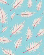 White Feather Design With Red Accents Rug
