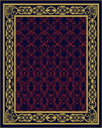 Ornate Red And Gold Border Design Rug