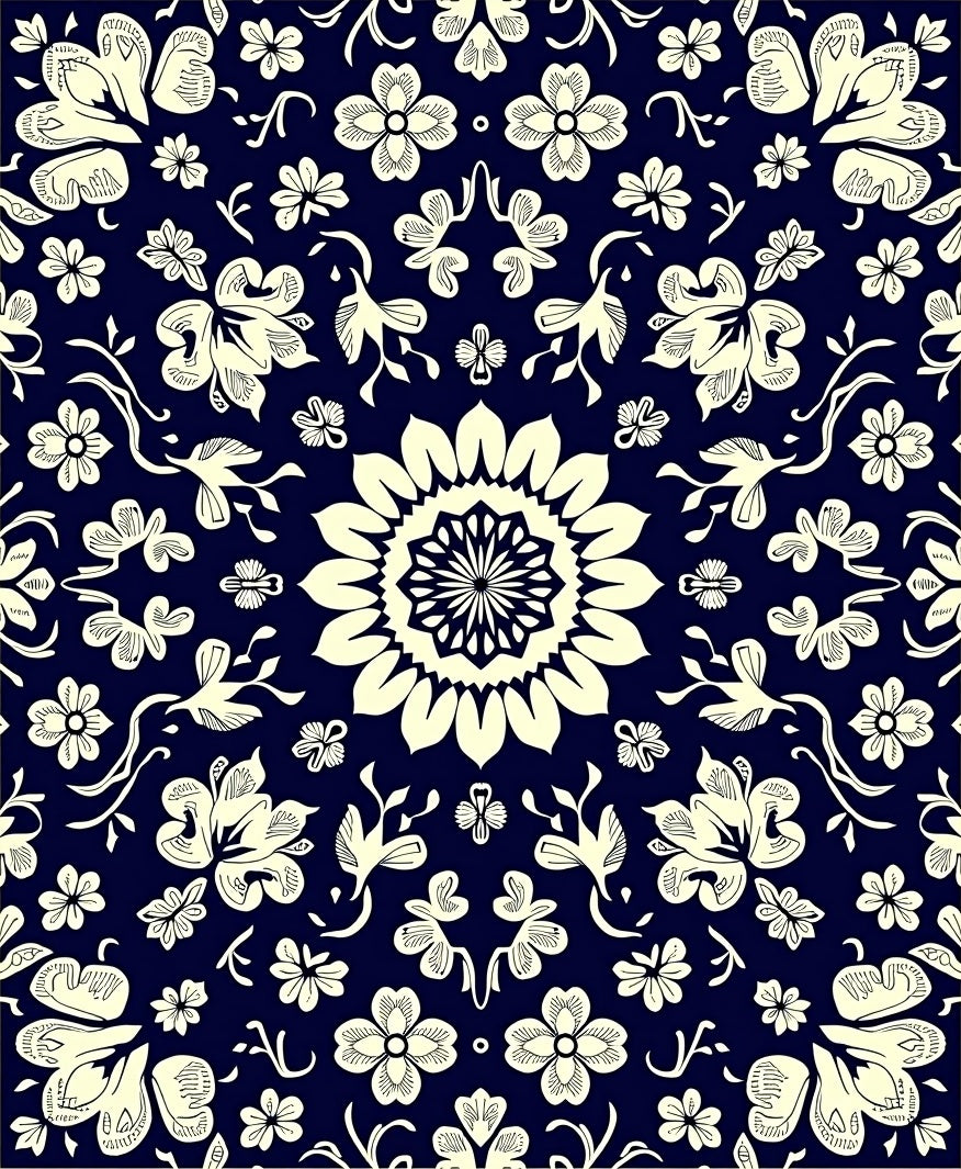 Floral Mandala Patterned Ground Rug