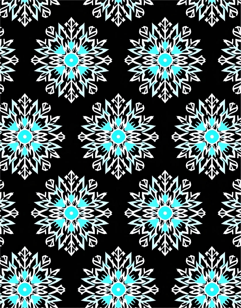 Winter Snowflake Medallion Black Rug