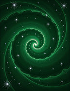 Cosmic Green Swirl Starry Rug