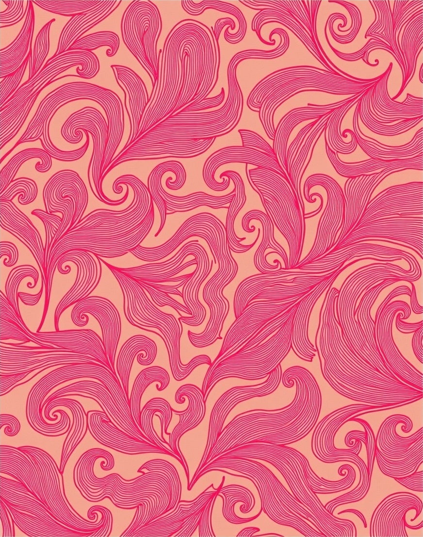 Vibrant Pink Swirl Floral Pattern Rug