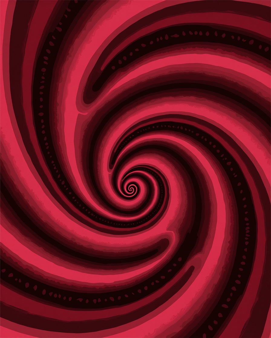 Crimson Depth Spiral Swirl Rug