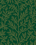 Green Gold Leaf Vine Pattern Rug