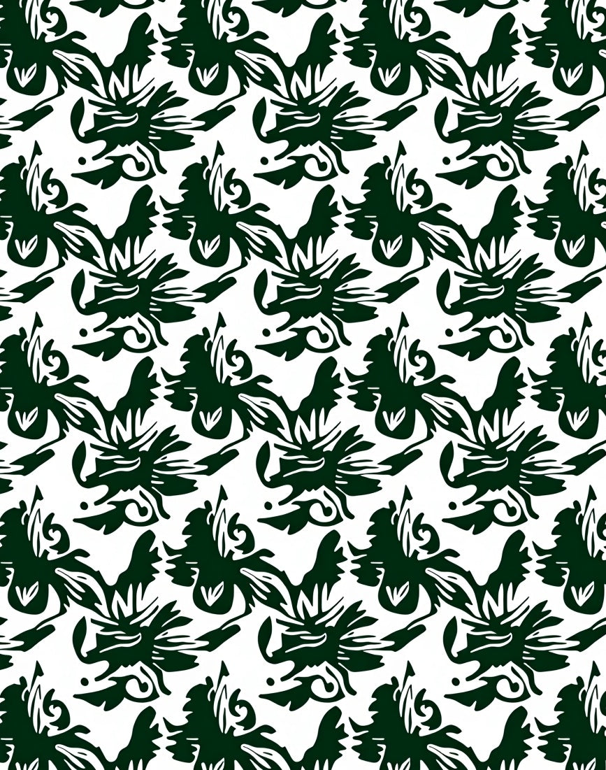 Deep Green Floral Patterned Design Rug