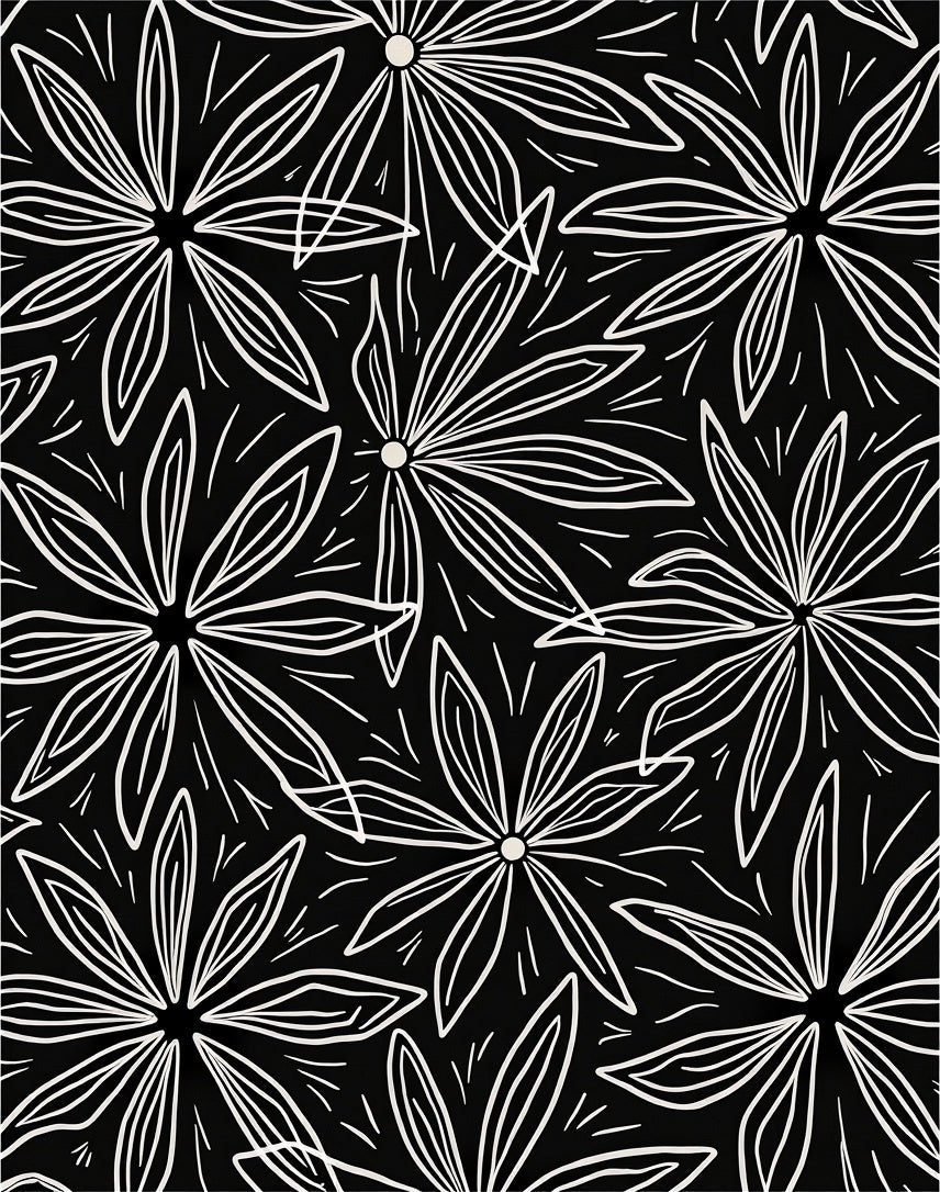 Bold Floral Outline Pattern Rug