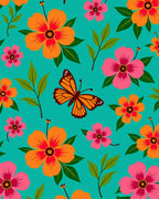 Vibrant Floral Butterfly Pattern Design Rug