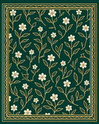 Dark Green floral pattern Rug