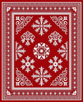 Red Floral Snowflakes Pattern Rug