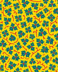 Yellow Leafy Floral Pattern Rug