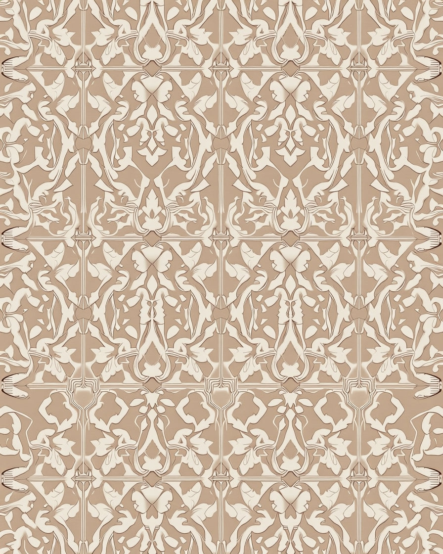 Intricate Floral Patterned Beige Rug