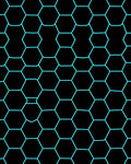 Bold Black Cyan Hexagonal Pattern Rug