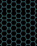 Bold Black Cyan Hexagonal Pattern Rug