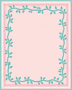 Teal Vine Bordered Pattern Rug