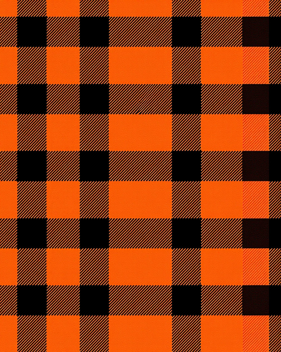 Bold Orange and Black Plaid Design Rug