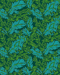 Emerald Teal Leafy Botanical Scroll Rug
