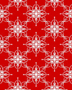 Red White Starburst Geometric Pattern Rug