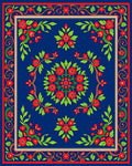 Floral Swirl Red Blue Art Rug