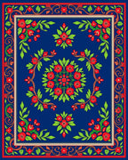 Floral Swirl Red Blue Art Rug