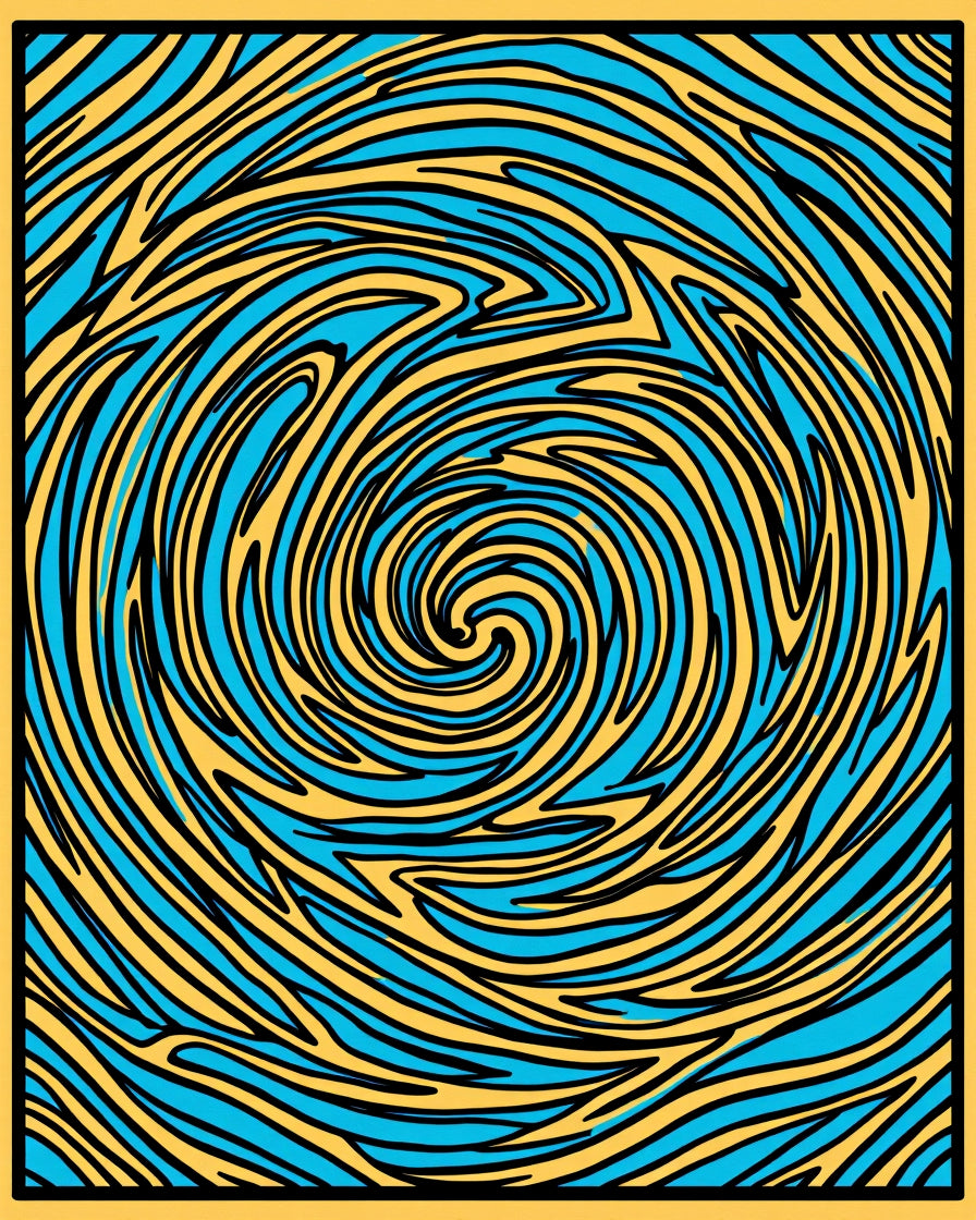 Abstract Swirl Yellow Blue Pattern Rug