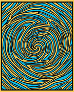 Abstract Swirl Yellow Blue Pattern Rug