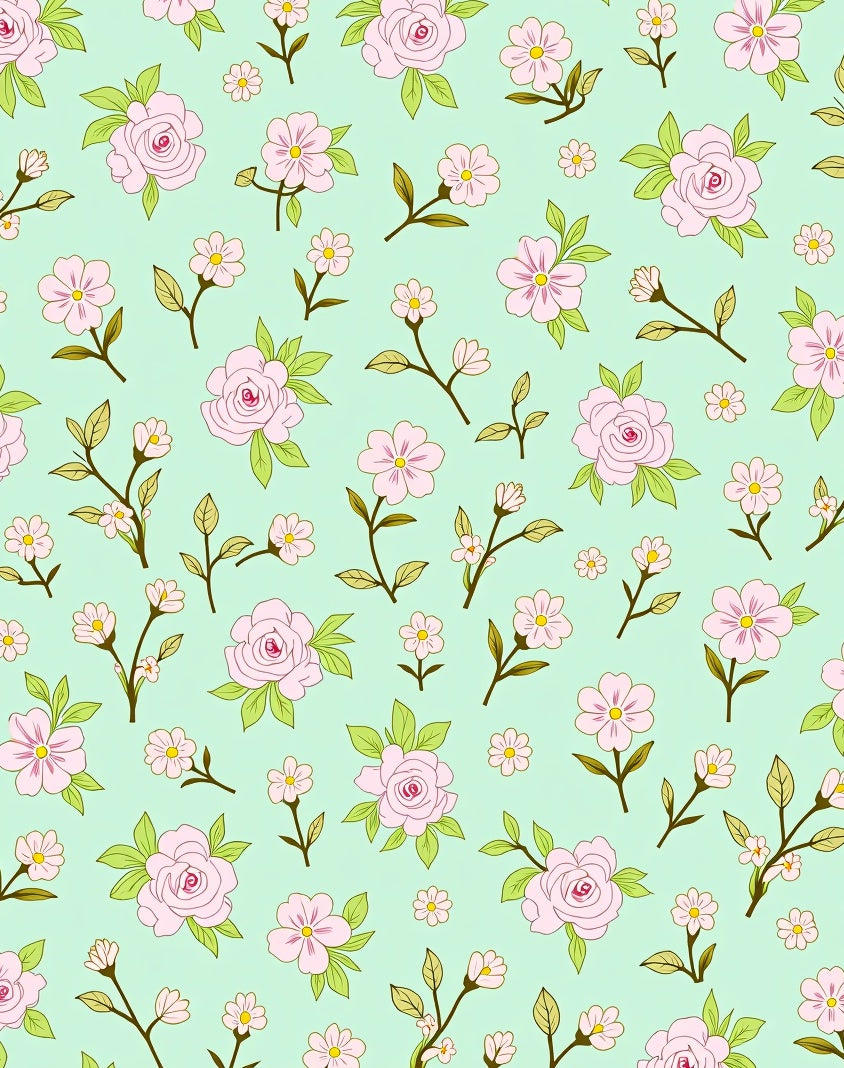 Charming Pink Floral Branches Pattern Rug