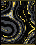 Bold Black Yellow Swirl Agate Design Rug