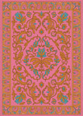 Pink Floral Swirls Damask Rug