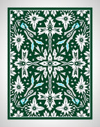 Forest Green White Floral Medallion Rug