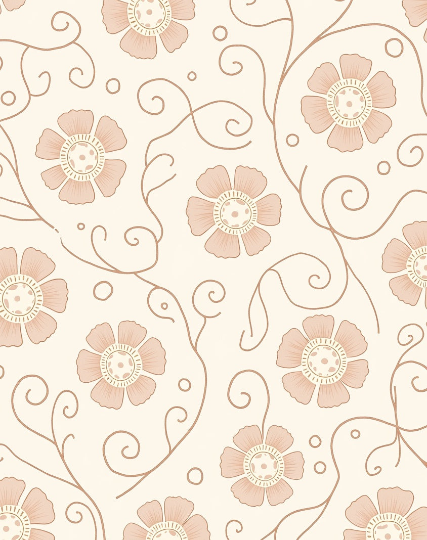 Delicate Floral Swirl Pattern Rug