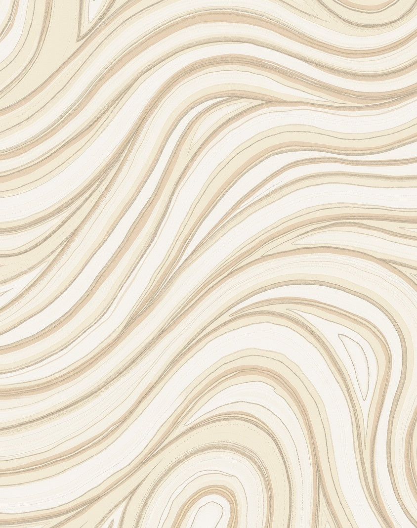 Cream Beige Abstract Wave Pattern Rug