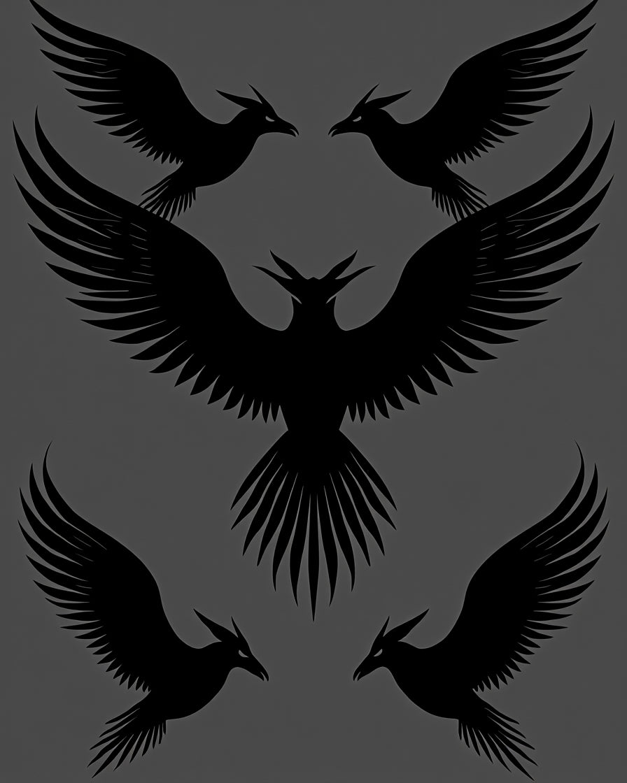 Mythical Bird Silhouette Pattern Design Rug