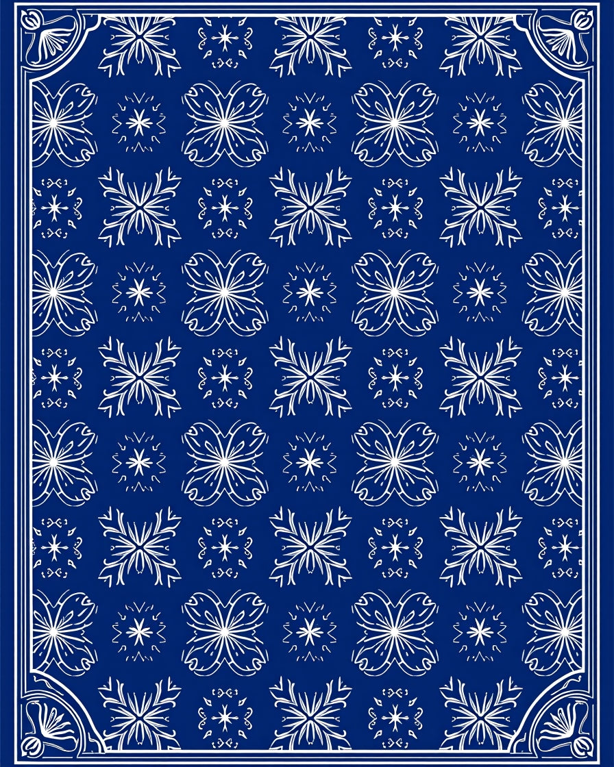 Lapis White Floral Labyrinth Rug