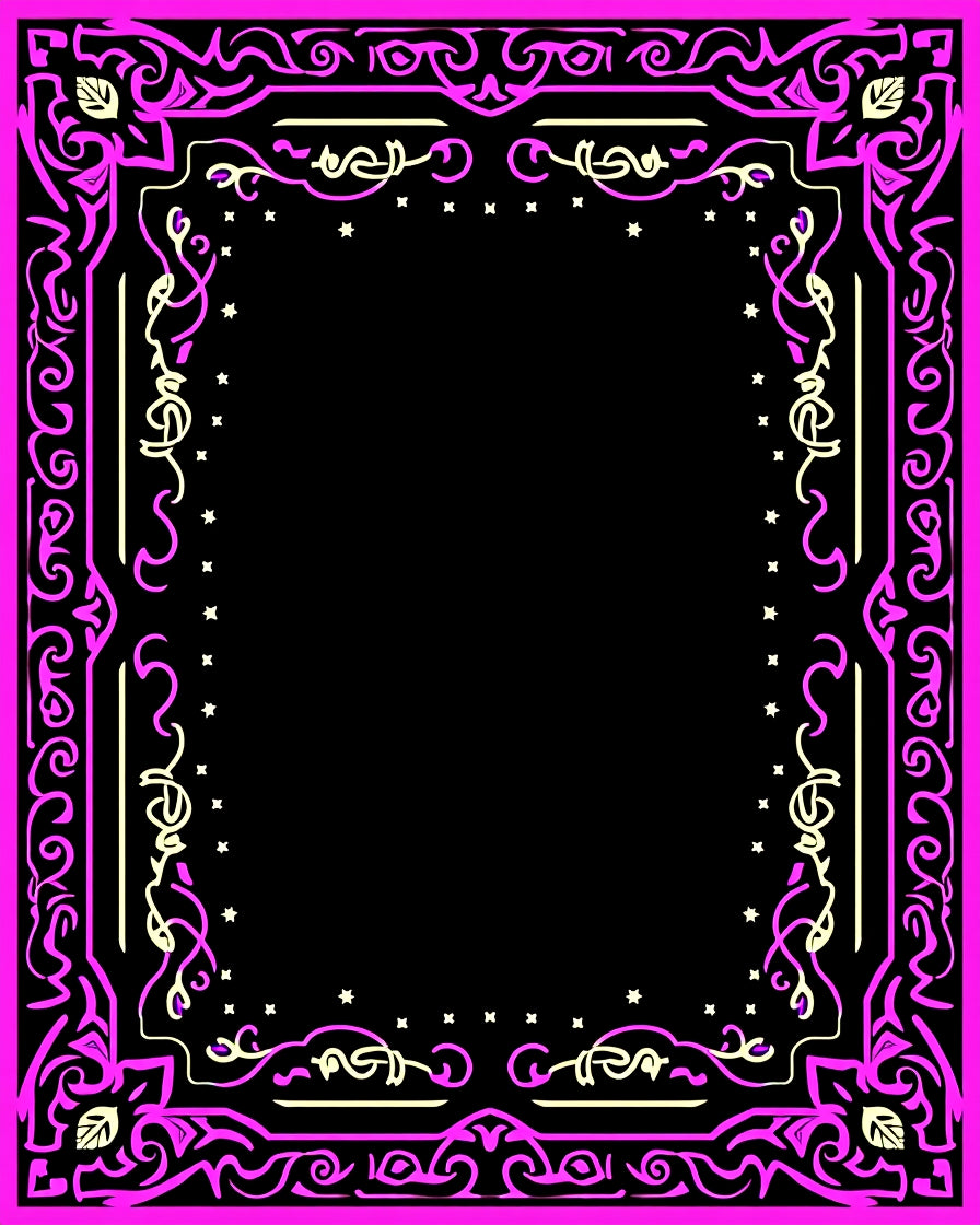 Vibrant Pink Ornate Scrollwork Frame Rug