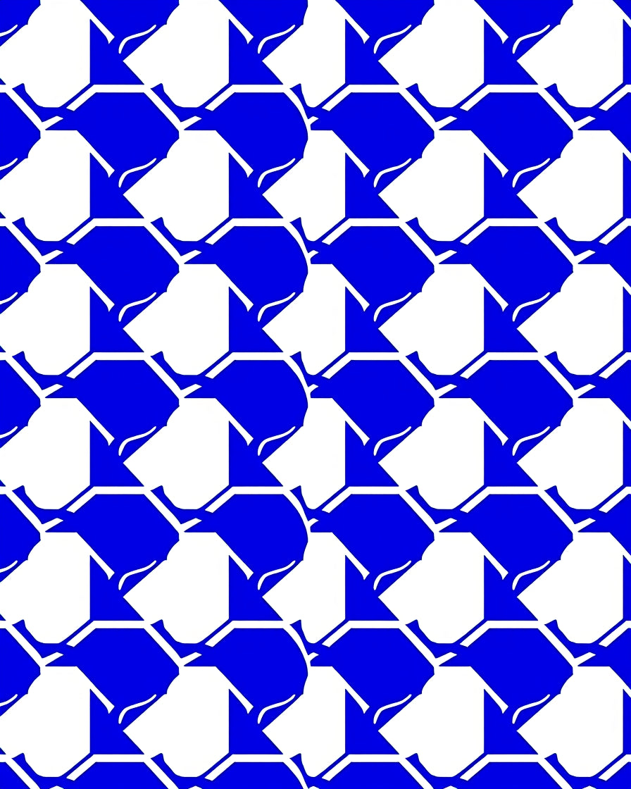 Bold Blue White Geometric Art Rug