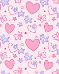Pink Hearts and Stars Pattern Rug