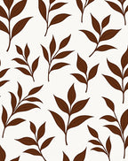 Brown Leafy Branch Pattern Rug