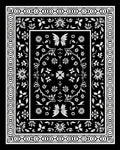 Black White Floral Butterfly Border Rug