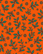 Green Holly Branches Ornate Floral Pattern Rug