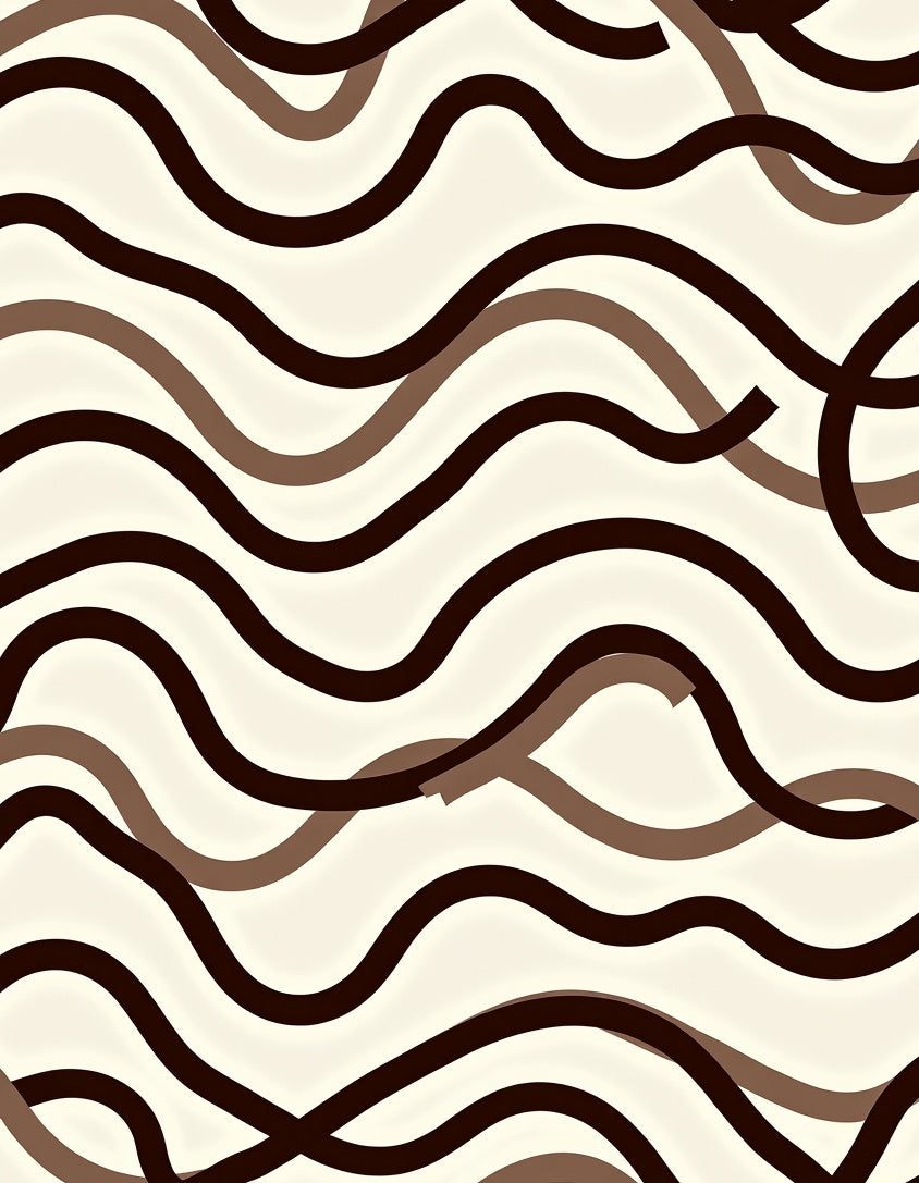 Chocolate Brown Cream Wavy Lines Rug