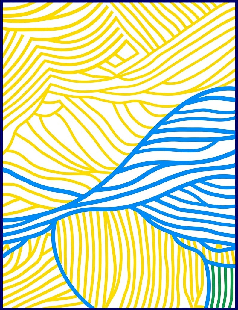 Abstract Blue And Yellow Lines Rug