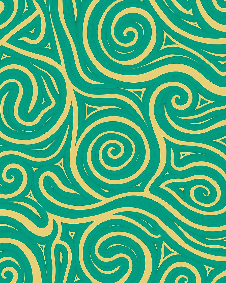 Teal and Gold Swirl Abstract Design Rug