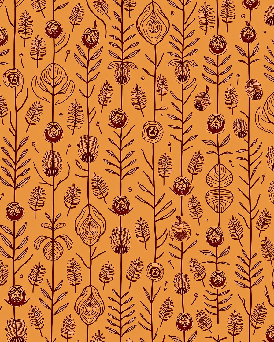 Line Art Organic Floral Pattern Rug
