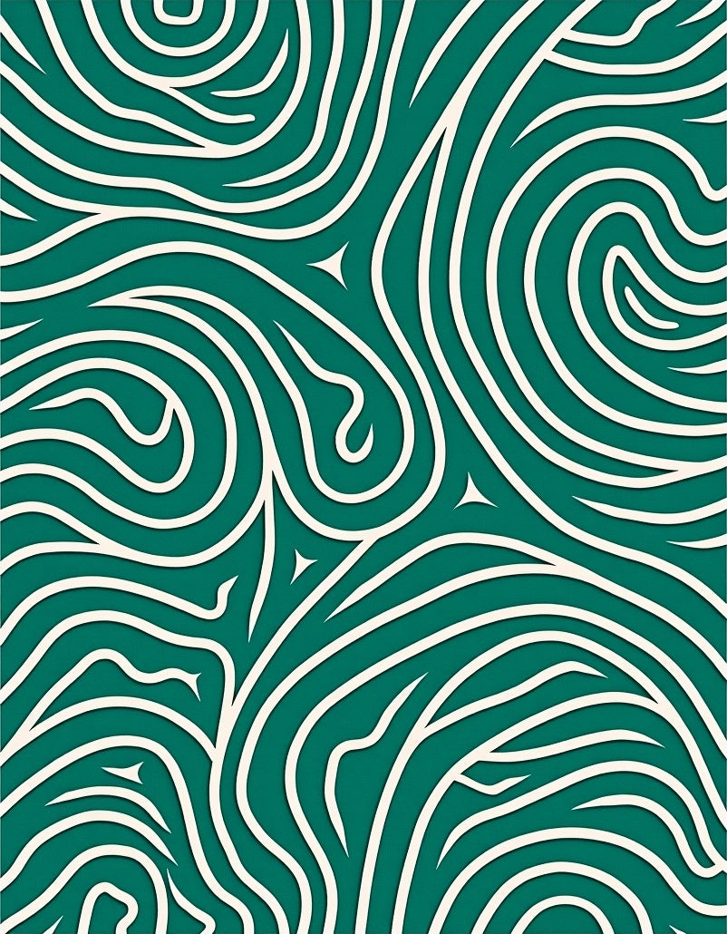 Abstract Teal Cream Swirl Pattern Rug