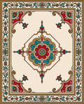 Ornate Floral Medallion Symmetry Design Rug