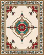 Ornate Floral Medallion Symmetry Design Rug