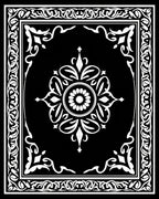 Vintage Black White Floral Scroll Pattern Rug
