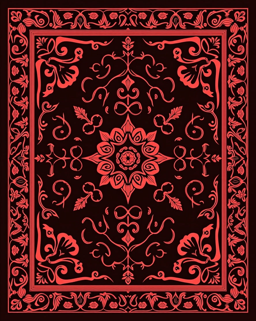 Ornate Floral Motif Mandala Design Rug