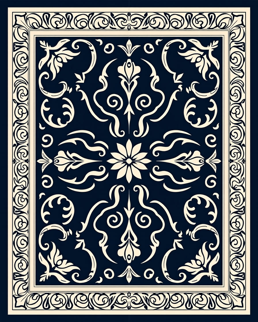 Classic Floral Scrollwork Inspired Design Rug