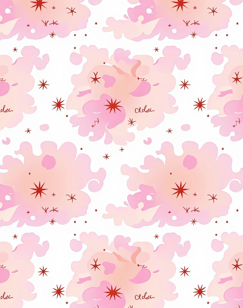 Pink Cloud Stars Design Rug